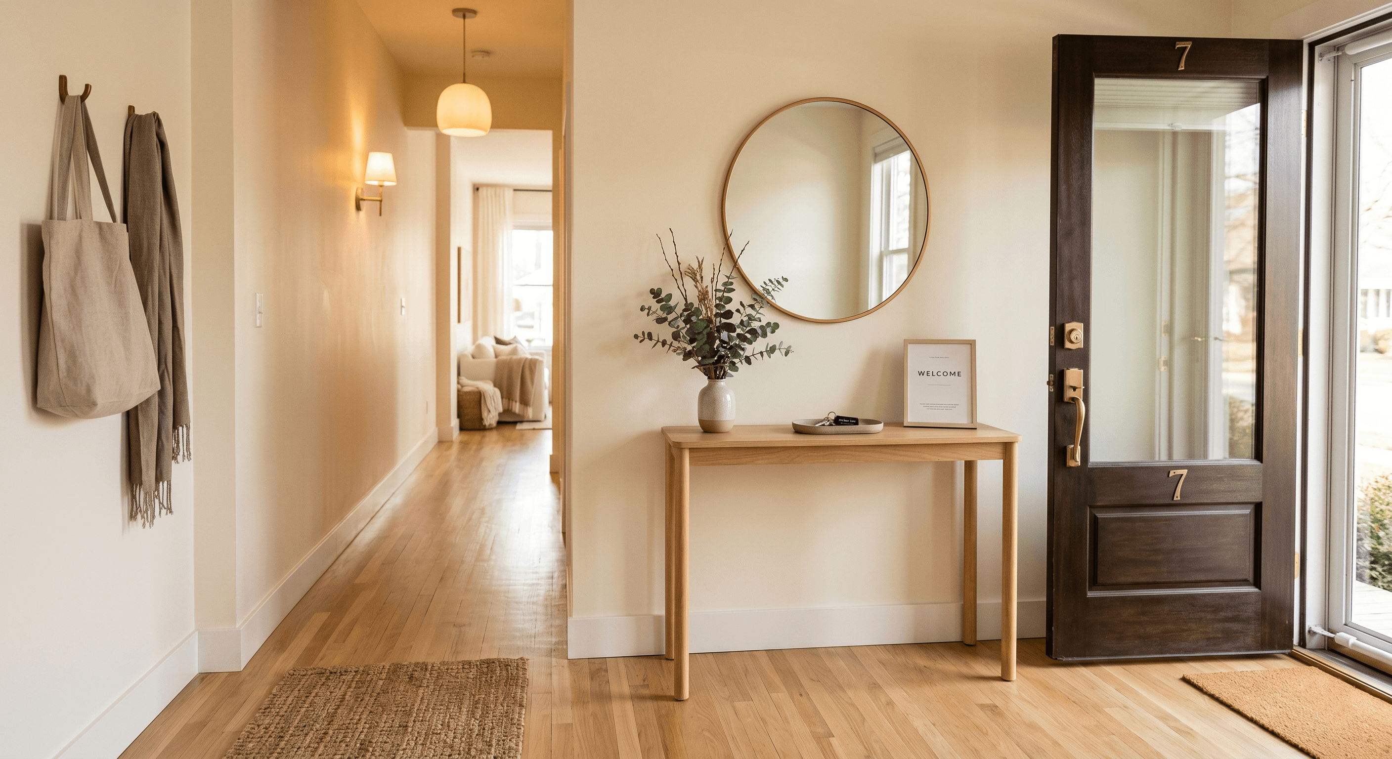 Clean Airbnb entryway ready for guest check-in