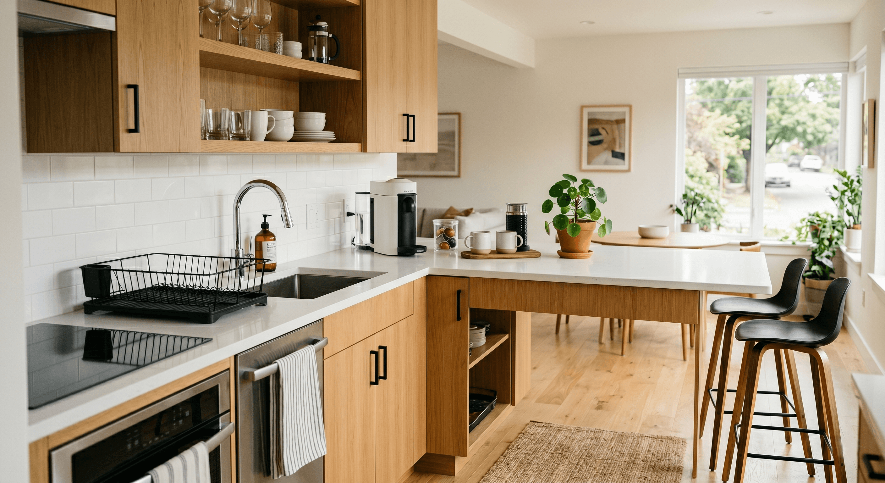 Airbnb kitchen reset and stocked ready for the next guest