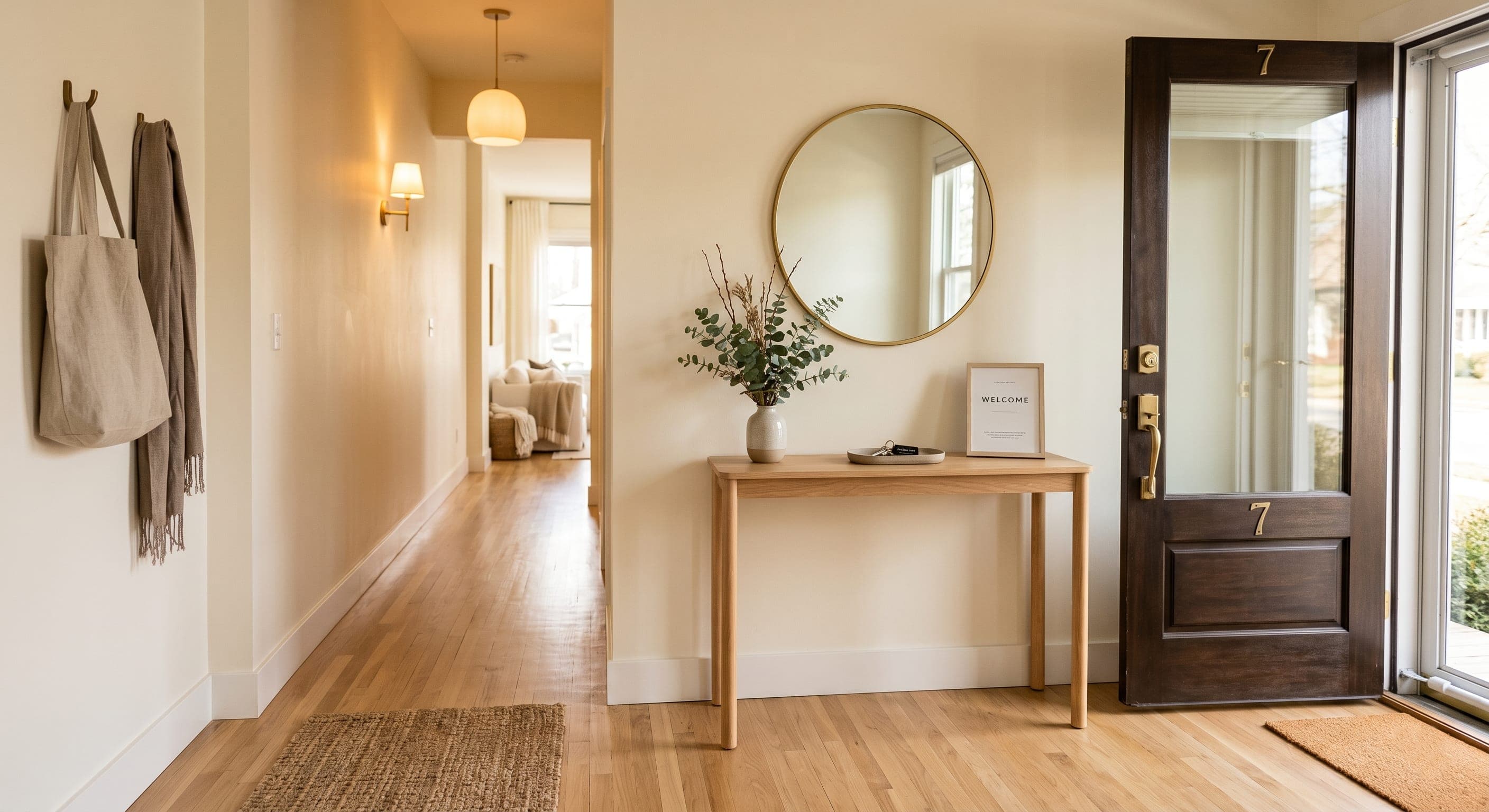 Clean Airbnb entryway ready for guest check-in